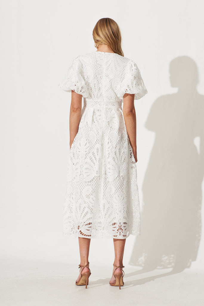 Millie Lace Maxi Dress In White - back