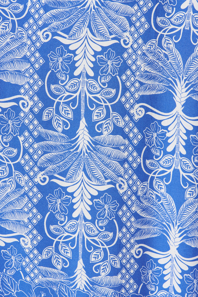 Mariah Pant In Blue Leaf Border Print - fabric