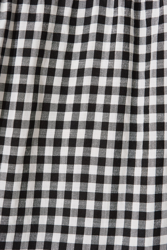 Danna Smock Dress In Black And White Gingham Cotton Blend - fabric