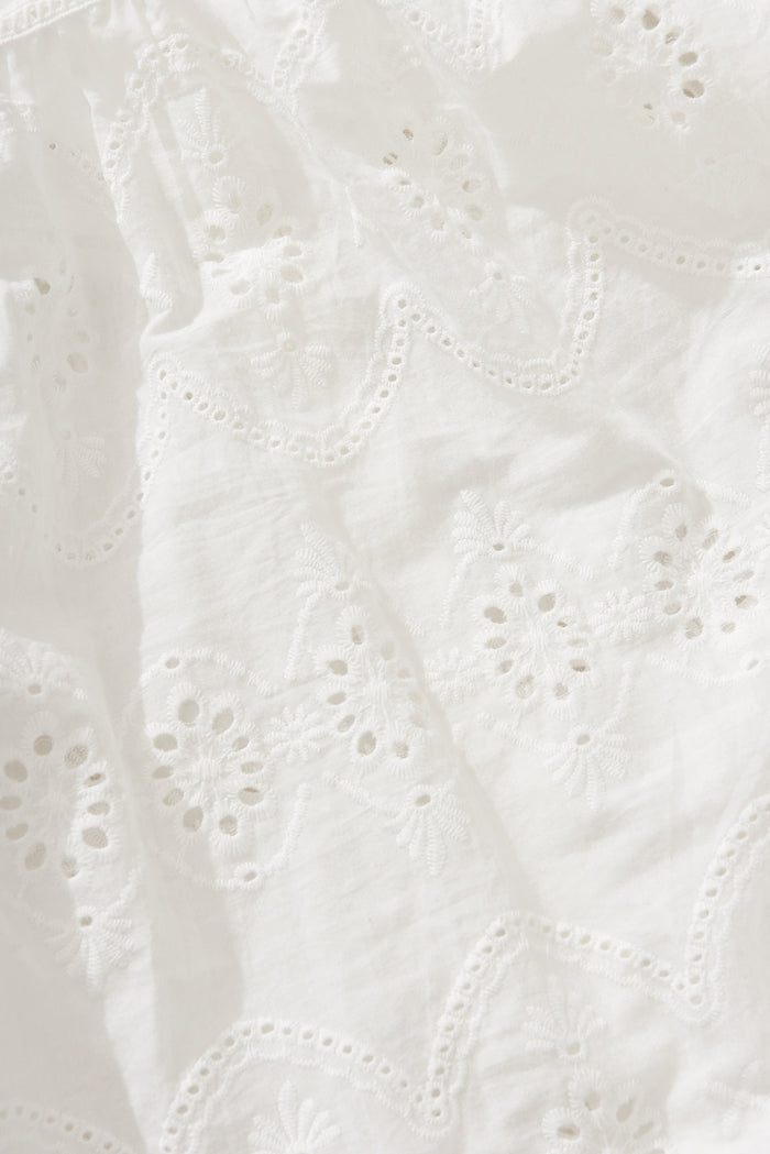 Angelina Shirt In White Cotton Broderie - fabric