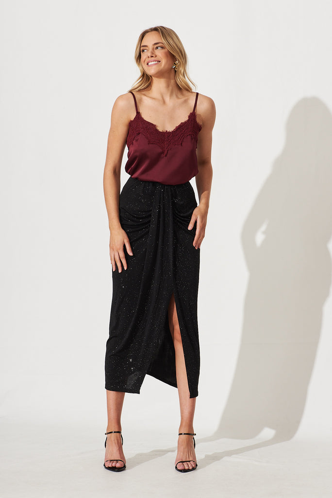Black glitter top lace skirt