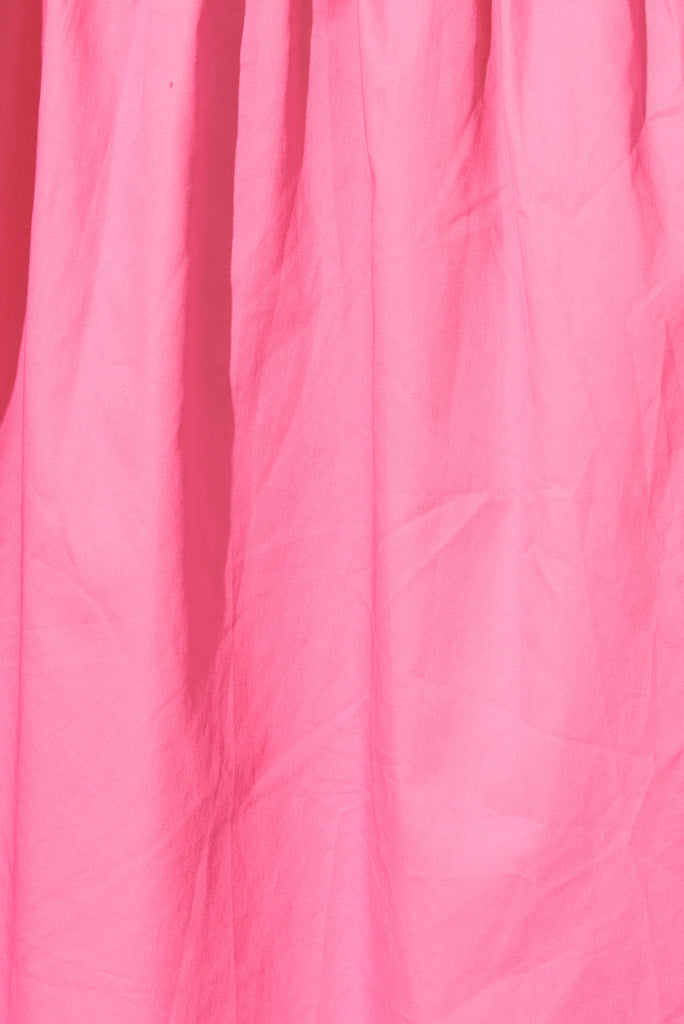 Margarita Midi Dress In Hot Pink Cotton - fabric