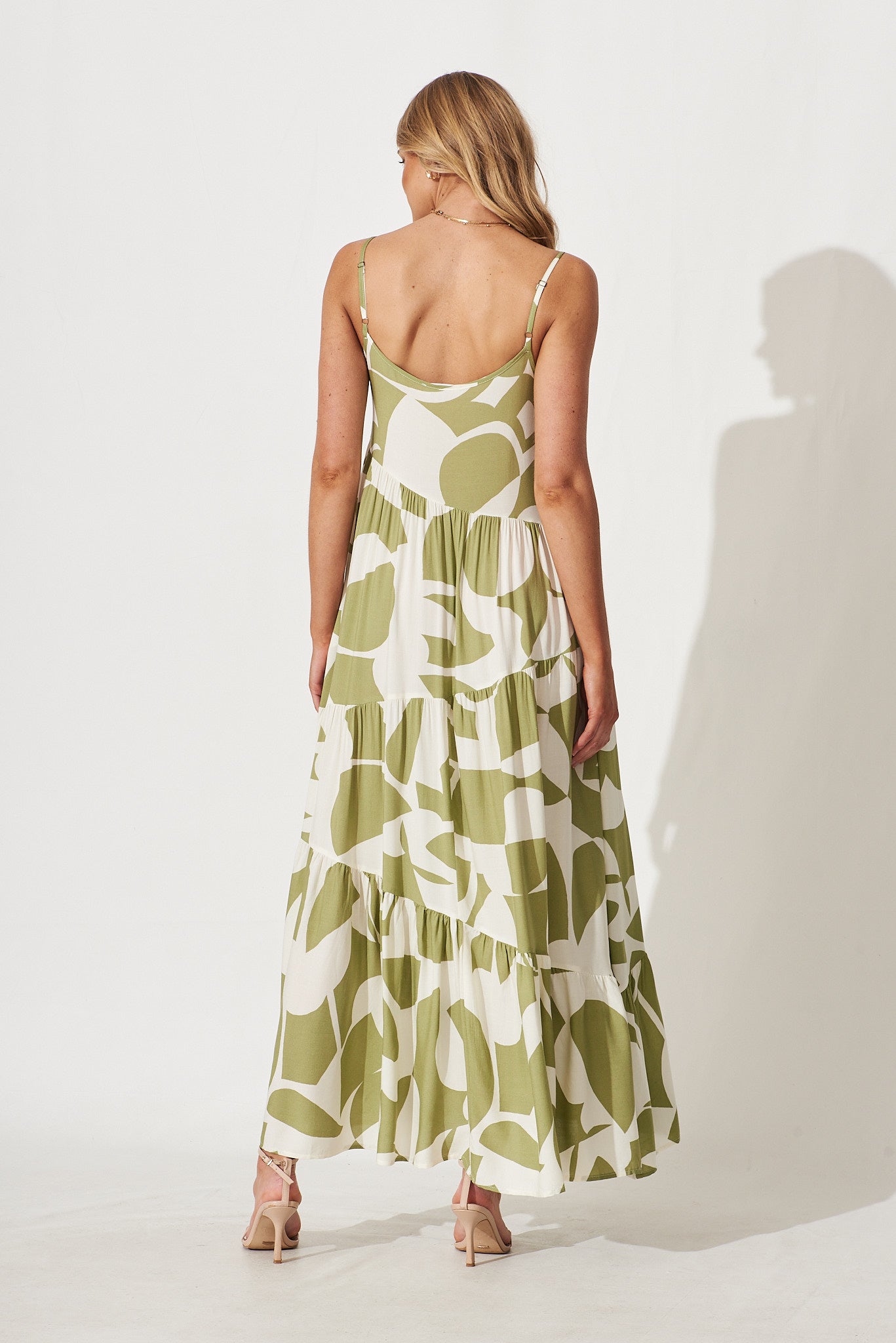Matilda Maxi Sundress In Khaki With White Print St Frock