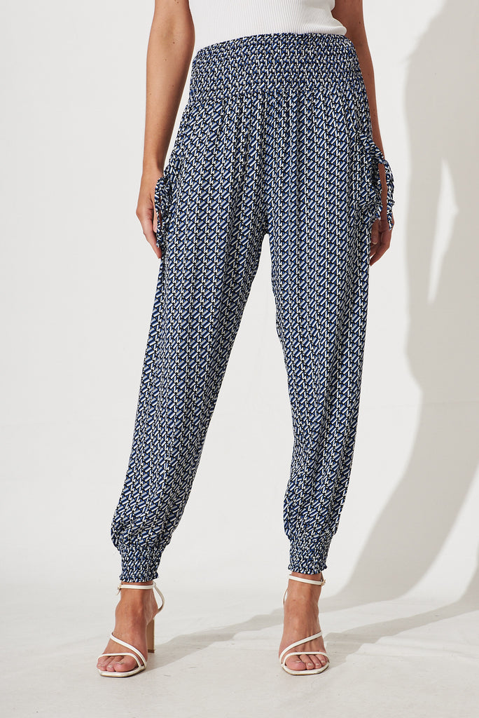 Gabby Lounge Pants In Blue Multi - front