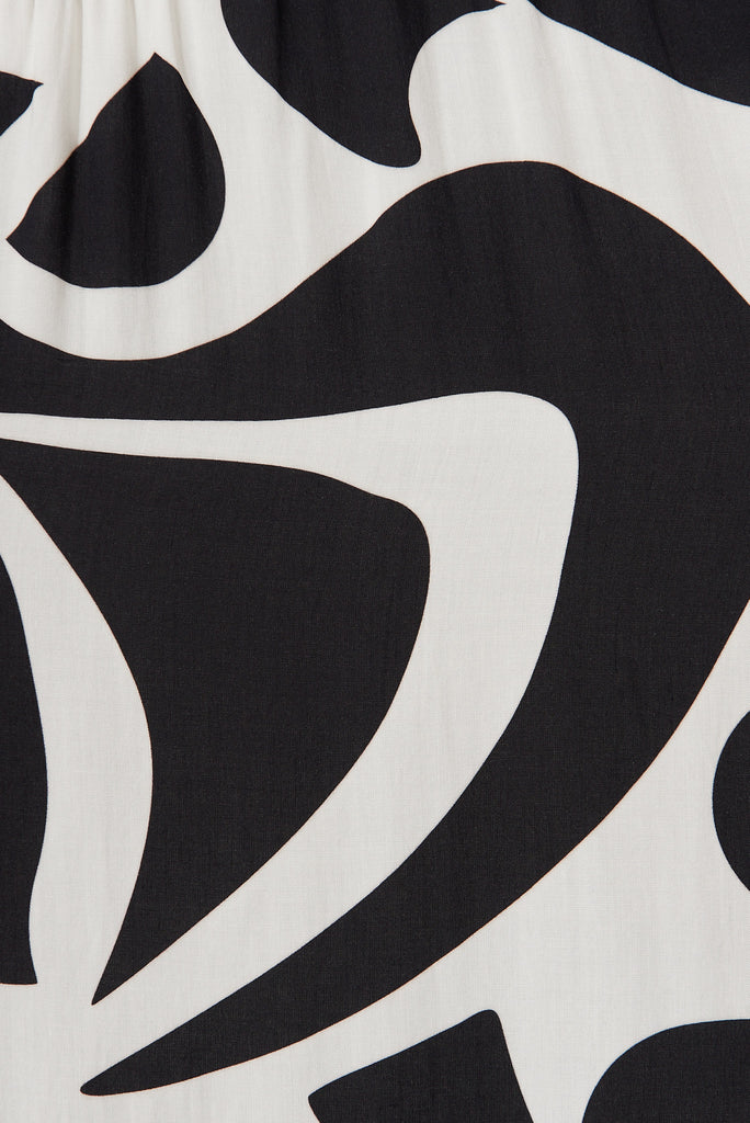 Sakura Maxi Dress In Cream With Black Swirl Print - fabric