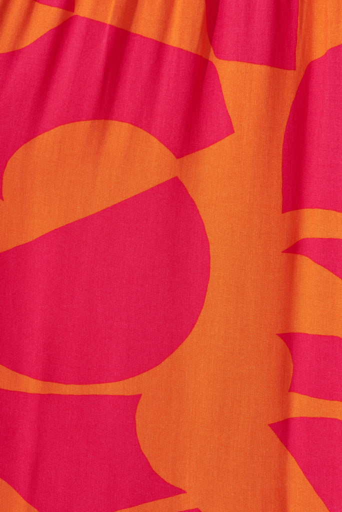 Matilda Maxi Sundress In Tangerine With Pink Print - fabric