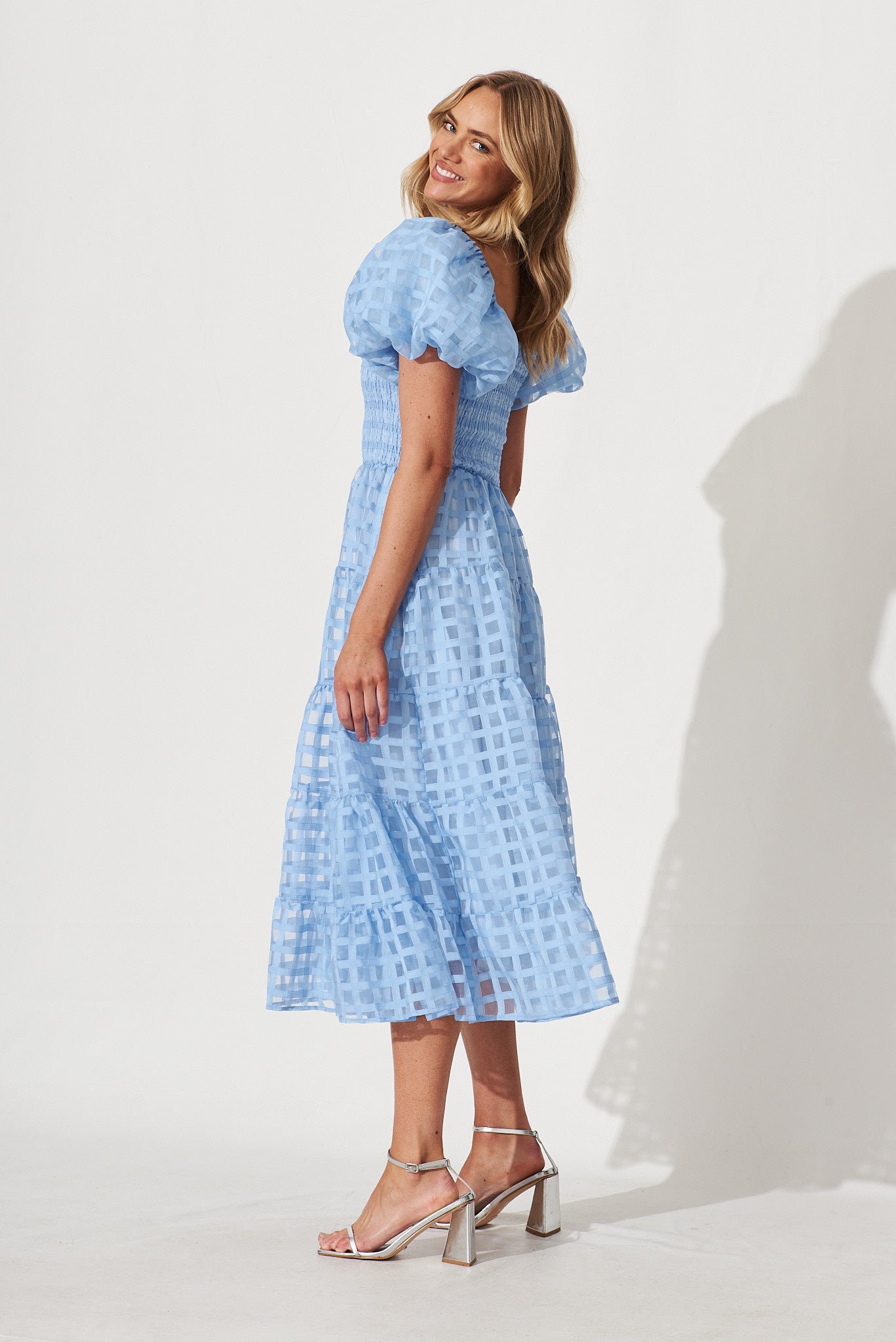 Kaitlyn Midi Dress In Sky Blue Organza – St Frock