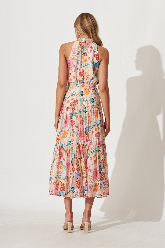 Khalo Dress In Bright Multi Floral Print - back