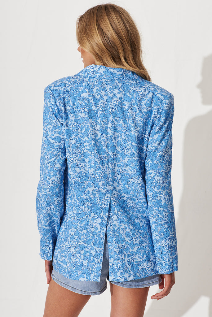 Honor Blazer In Blue With White Print - back