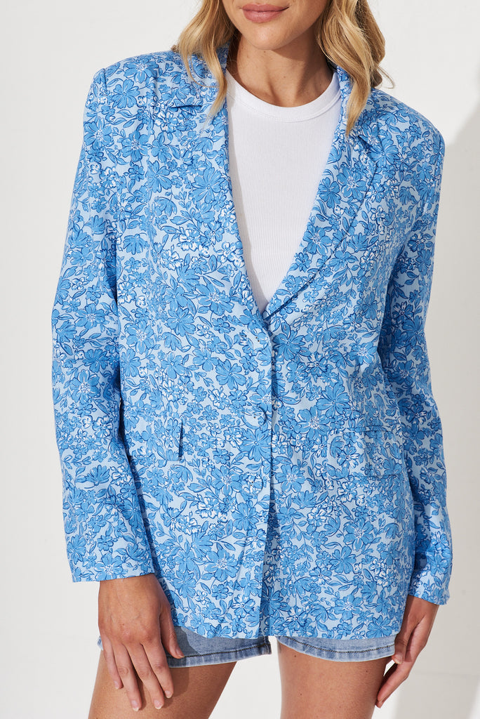 Honor Blazer In Blue With White Print - detail