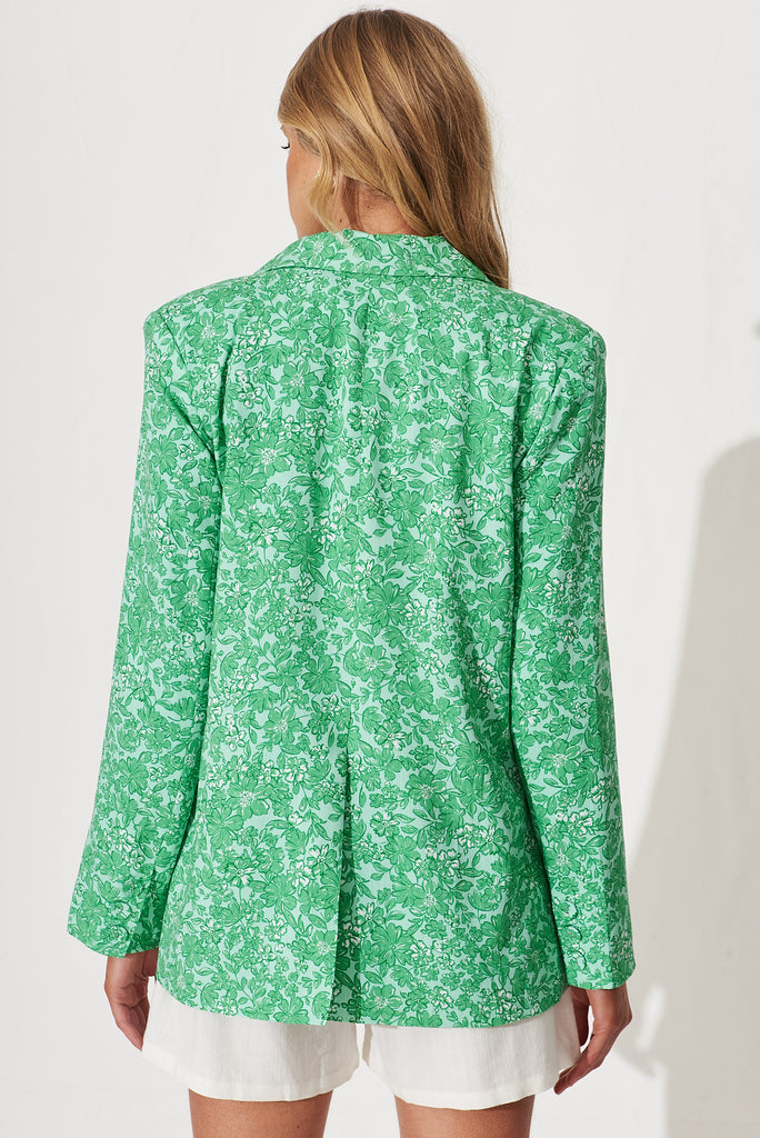 Honor Blazer In Green With White Print - back