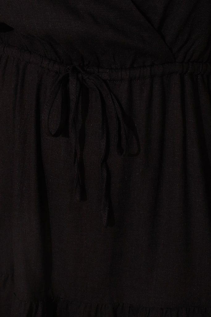 Aquarius Dress In Black Linen Blend - fabric