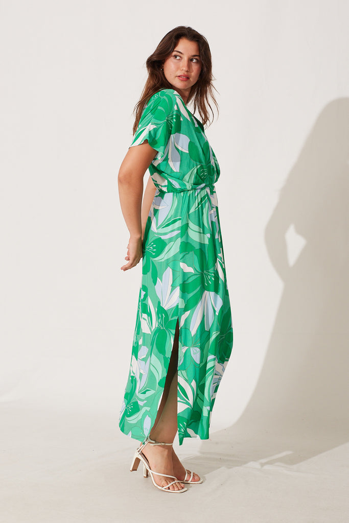 Right Move Maxi Dress In Green Leaf Print - side