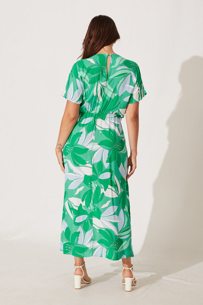 Right Move Maxi Dress In Green Leaf Print - back
