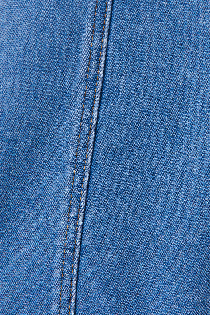 Mojito Denim Skirt In Mid Blue Denim - fabric