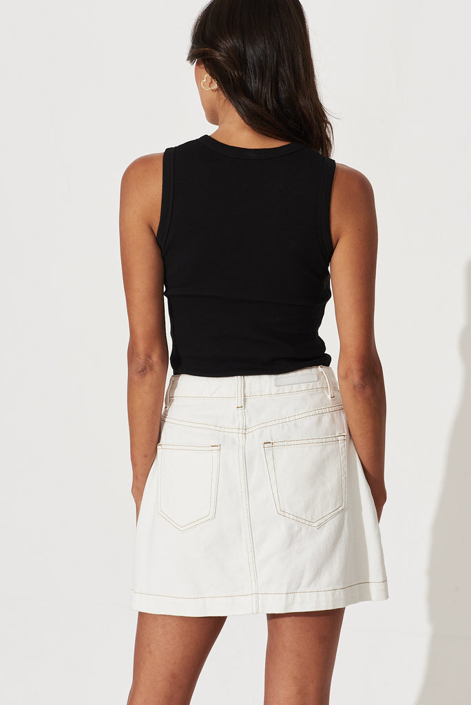 Mojito Denim Skirt In White Denim - back
