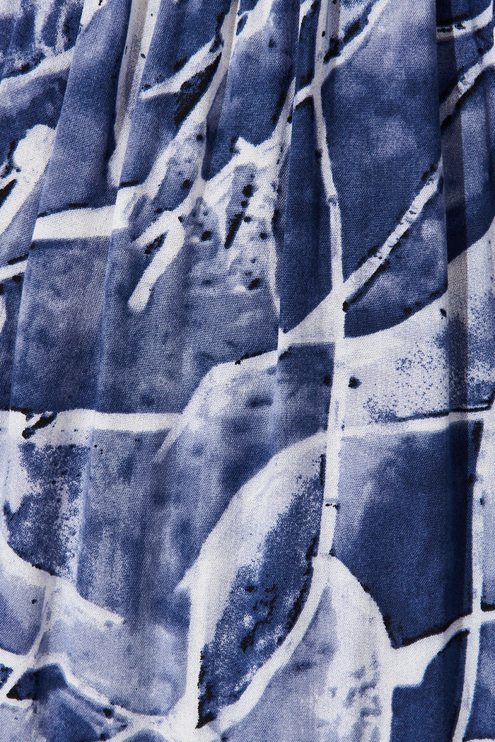 Water Lily Midi Dress In Navy With White Print - fabric