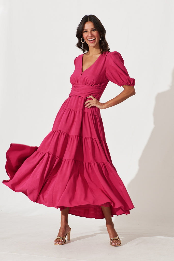 Truelove Maxi Dress In Hot Pink - full length