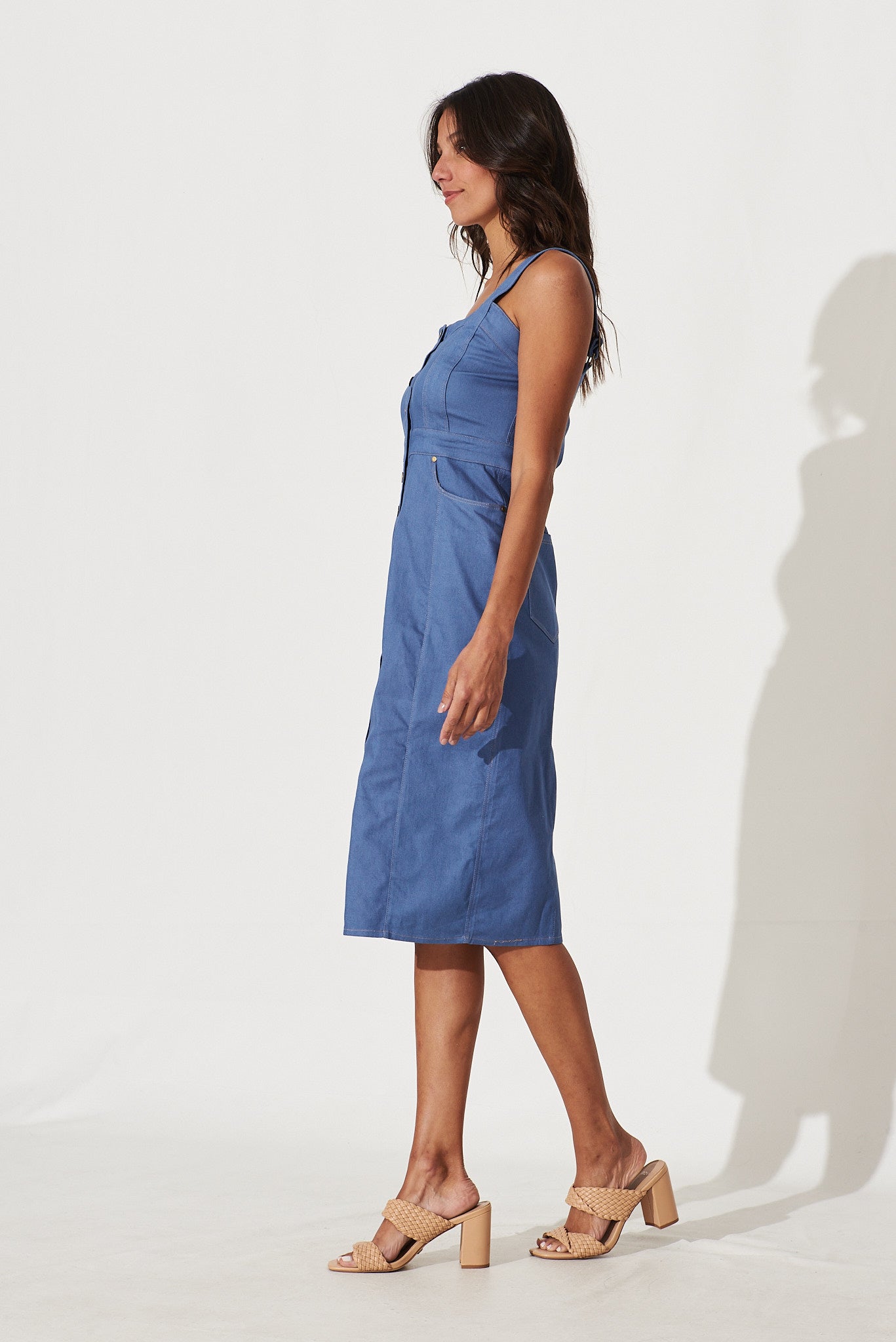 Ocean Avenue Midi Dress In Blue Denim St Frock