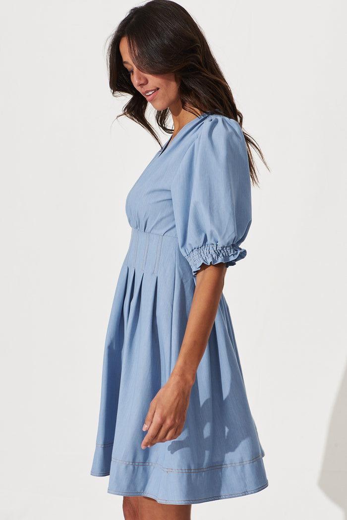 Hazel Dress In Denim Blue - side