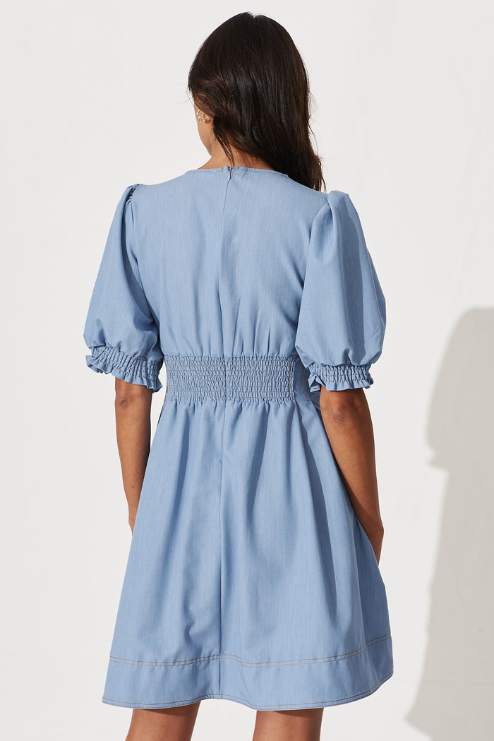 Hazel Dress In Denim Blue - back