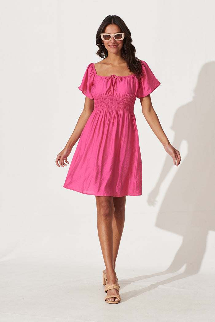 Petunia Dress In Hot Pink - full length