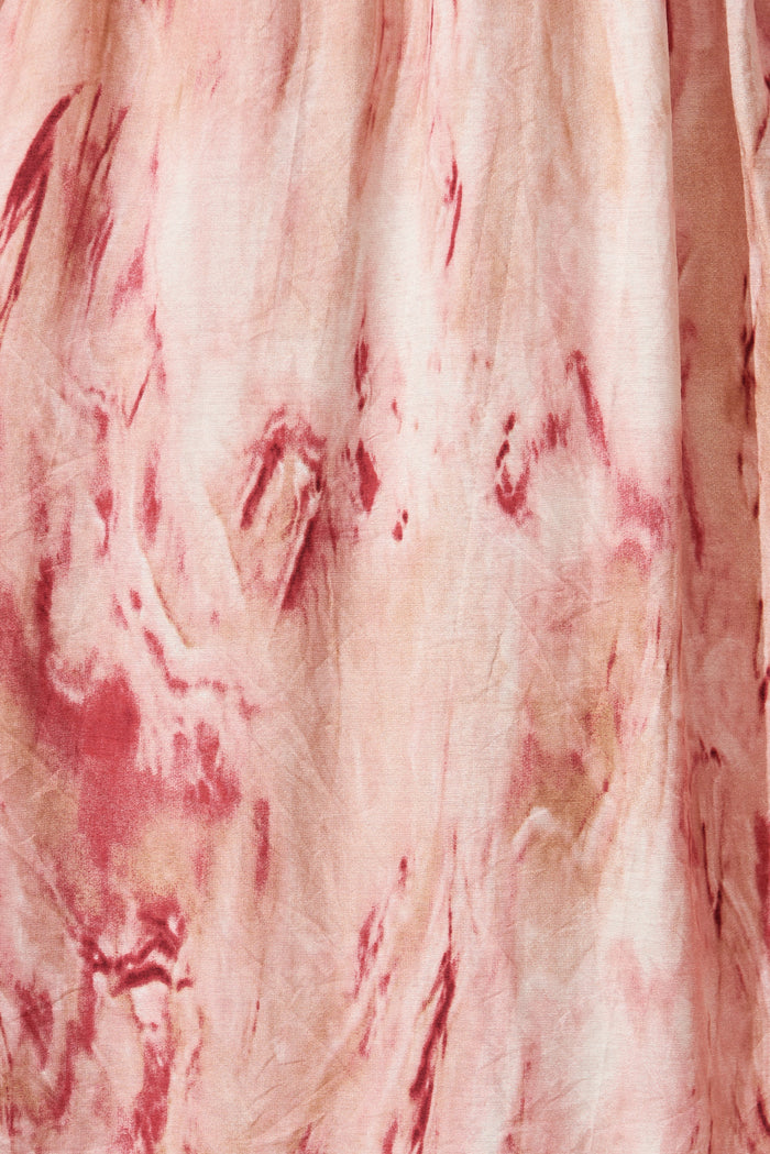 Romantic Midi Dress In Pink Watercolour Print - fabric