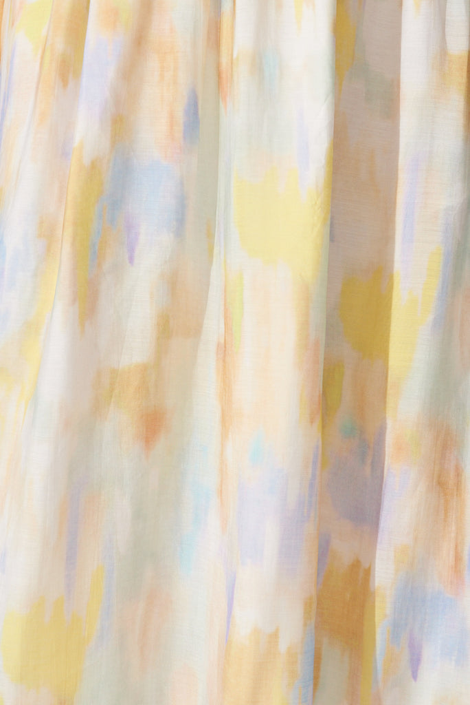 Everlasting Midi Dress In Lemon Multi Watercolour - fabric