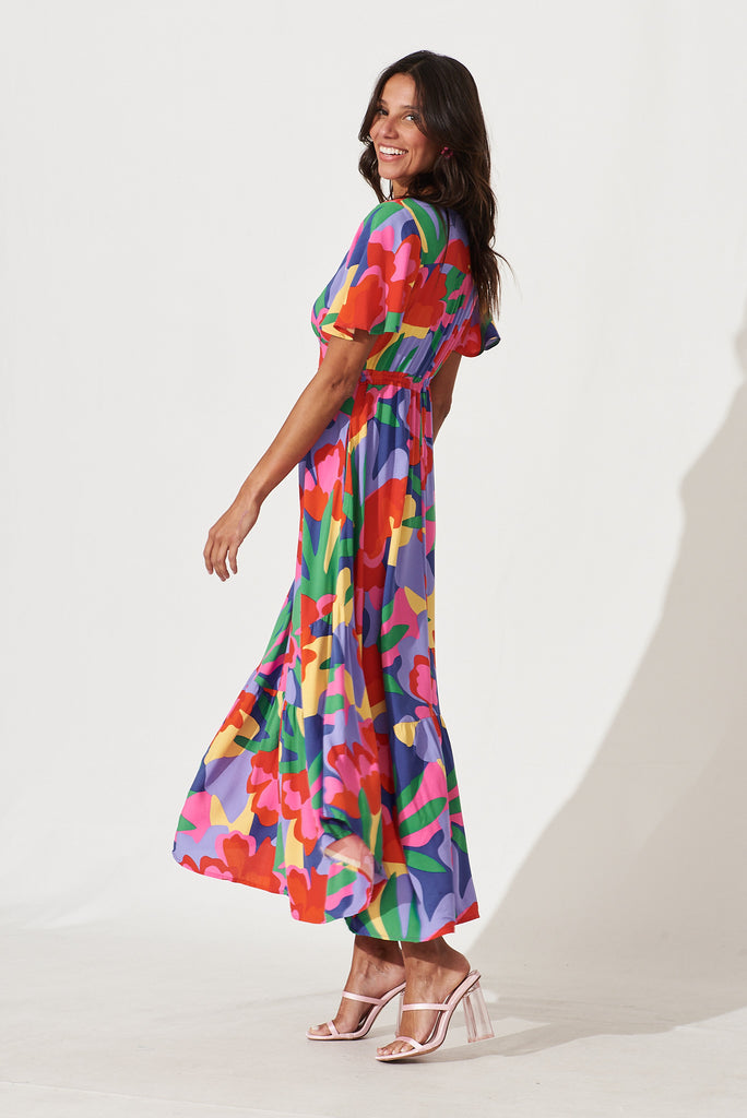 Brightside Maxi Dress In Bright Multi Print - side