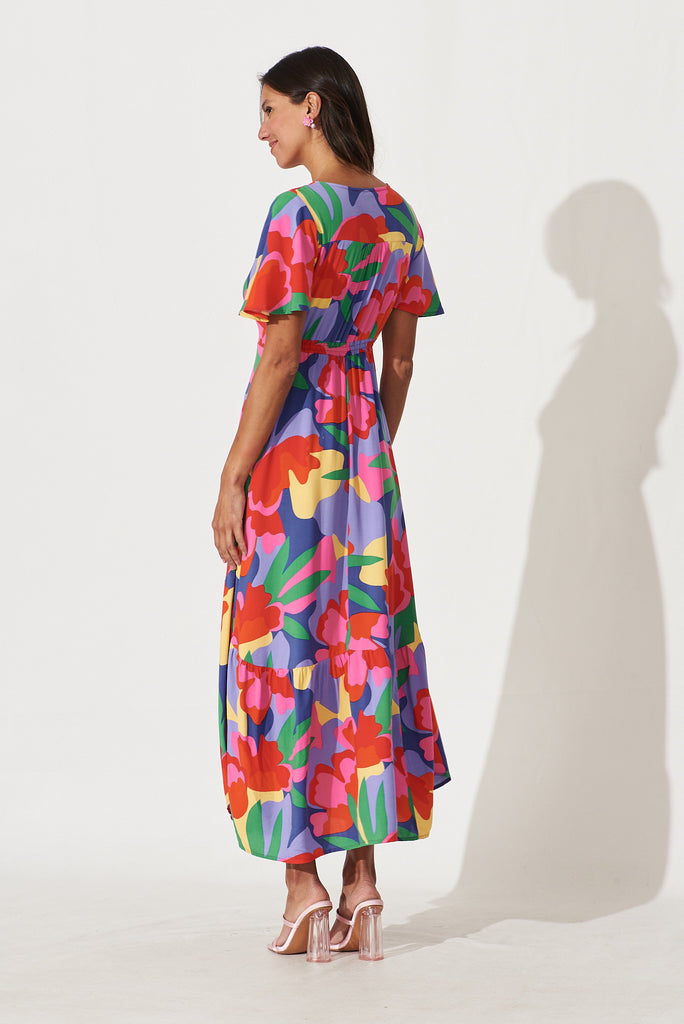 Brightside Maxi Dress In Bright Multi Print - back