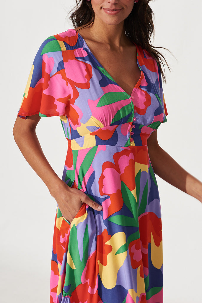 Brightside Maxi Dress In Bright Multi Print - detail