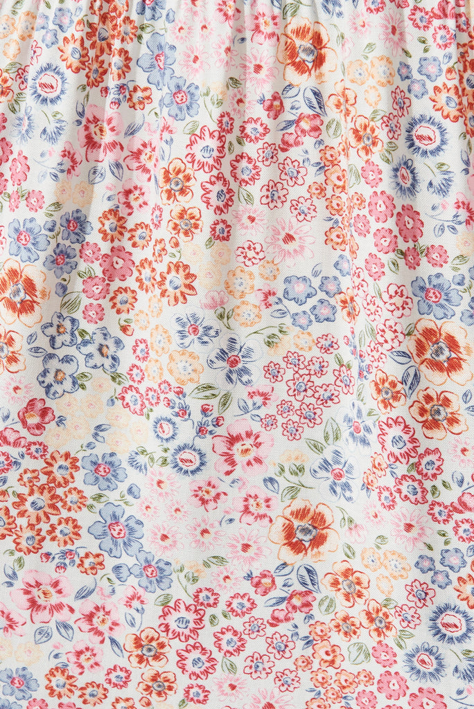 Kisses Dress In Pink Ditsy Floral - fabric