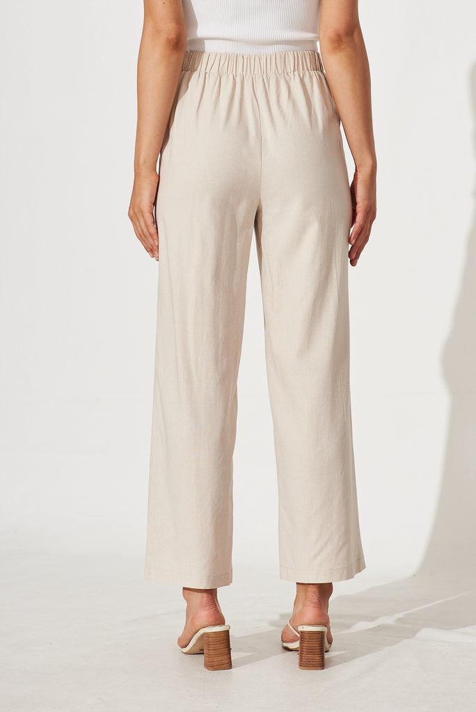 Darby Pant In Oatmeal Linen Cotton Blend - back