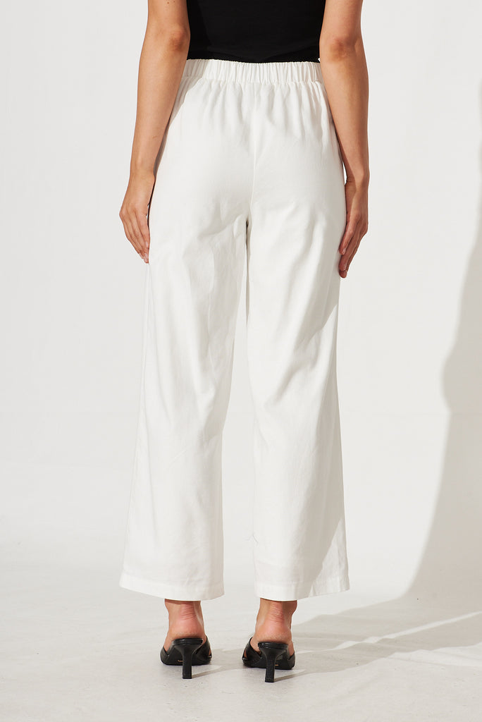 Darby Pant In White Linen Cotton Blend - back