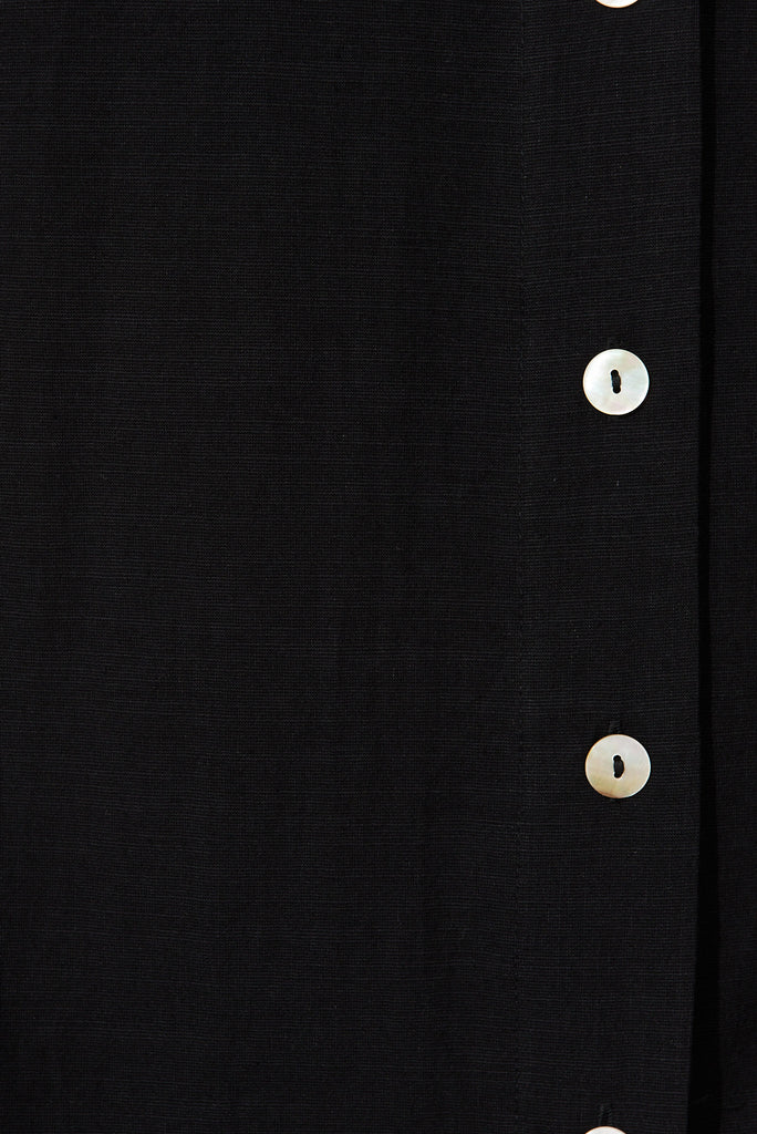 Minnie Midi Shirt Dress In Black Cotton - fabric