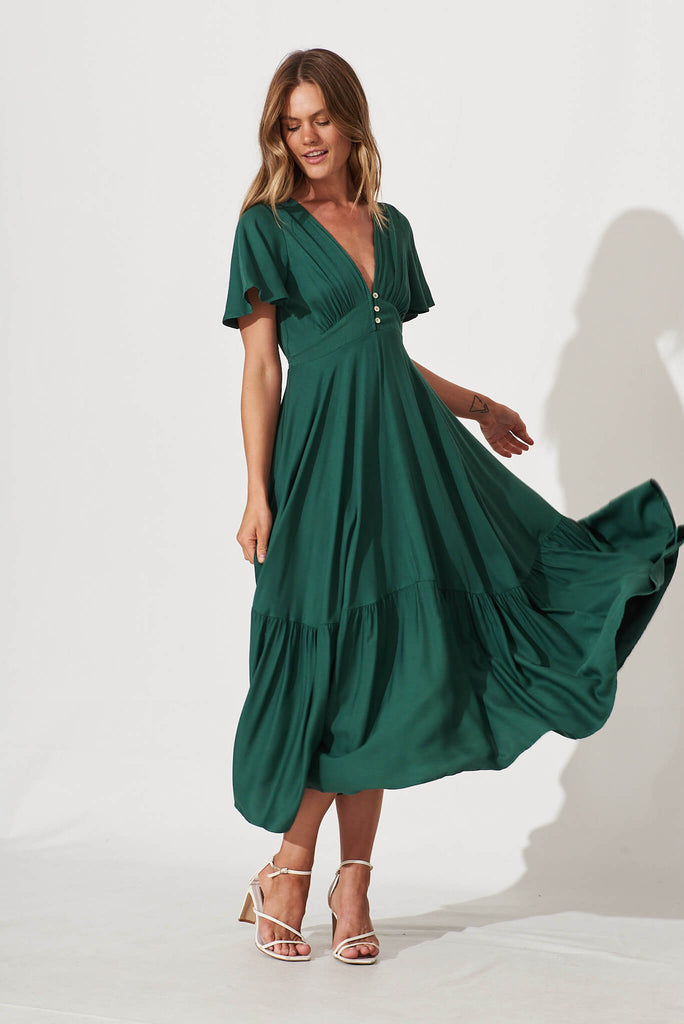 Nevada Maxi Dress In Green - full length