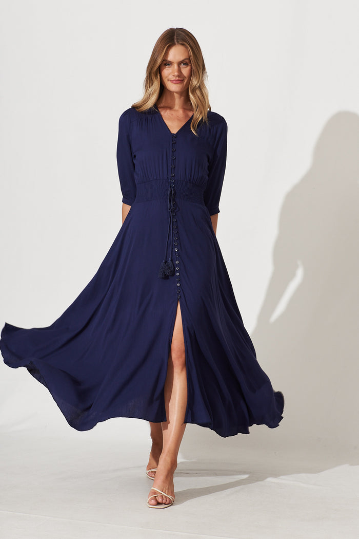 Selena Maxi Dress In Navy - full length