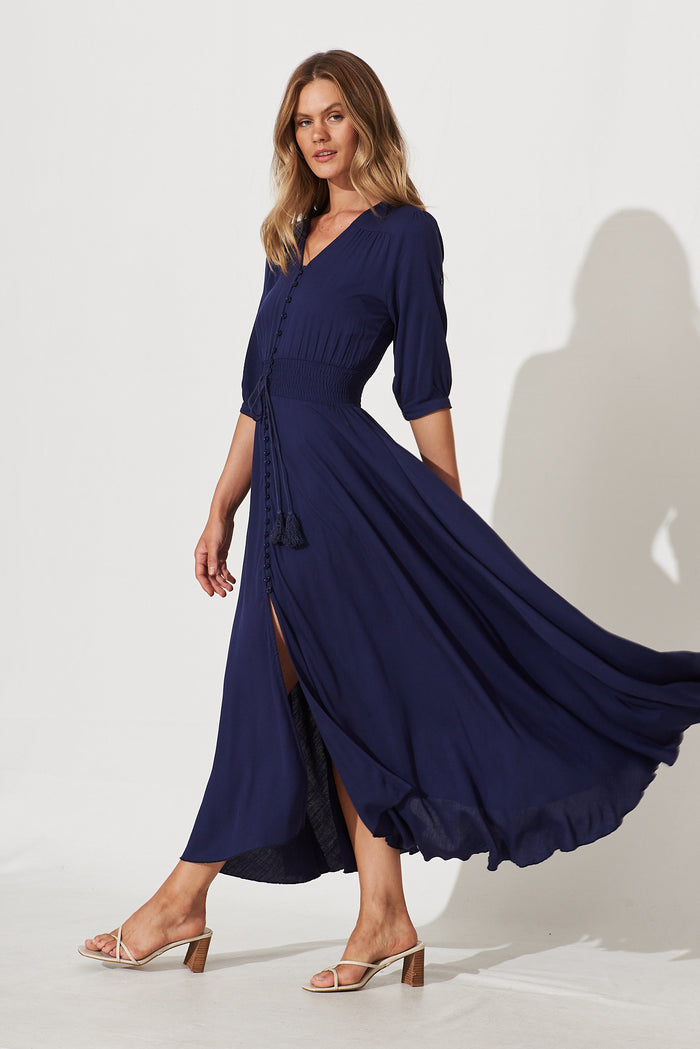 Selena Maxi Dress In Navy - side