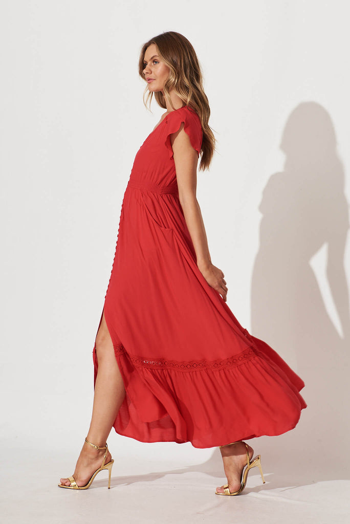 Front Runner Maxi Dress In Red - side