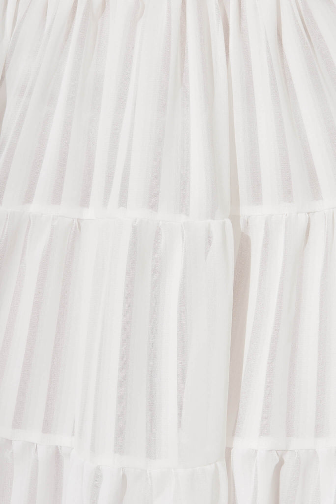 Modica Midi Dress In White Chiffon - fabric