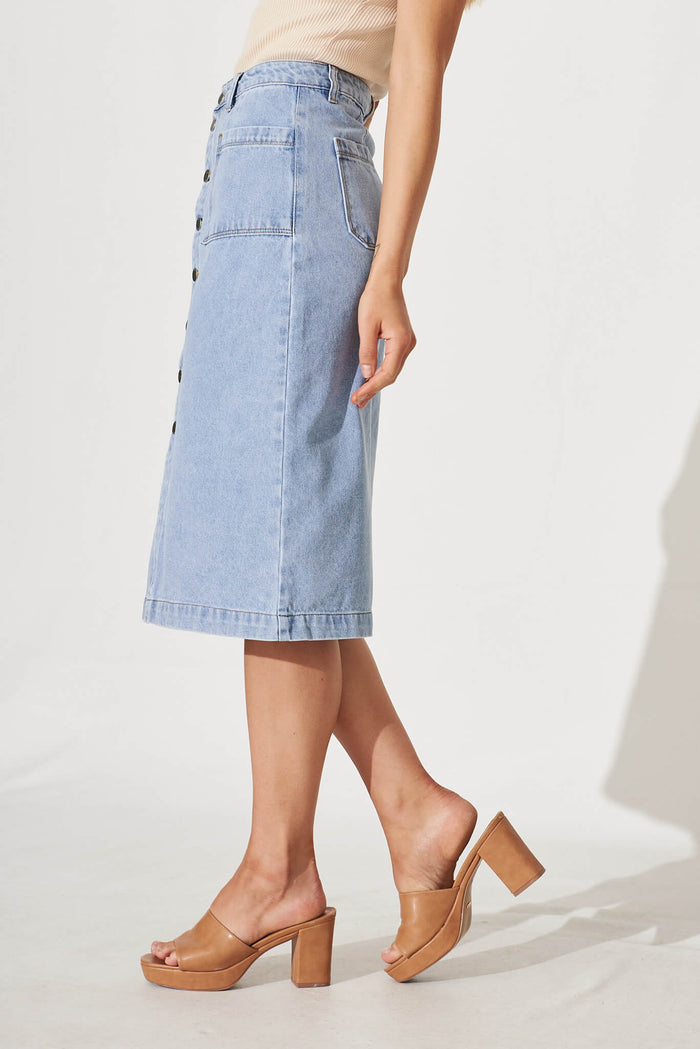 Sunflower Denim Skirt In Light Blue - side