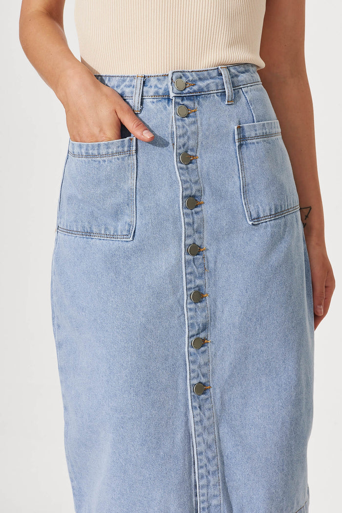 Sunflower Denim Skirt In Light Blue - detail