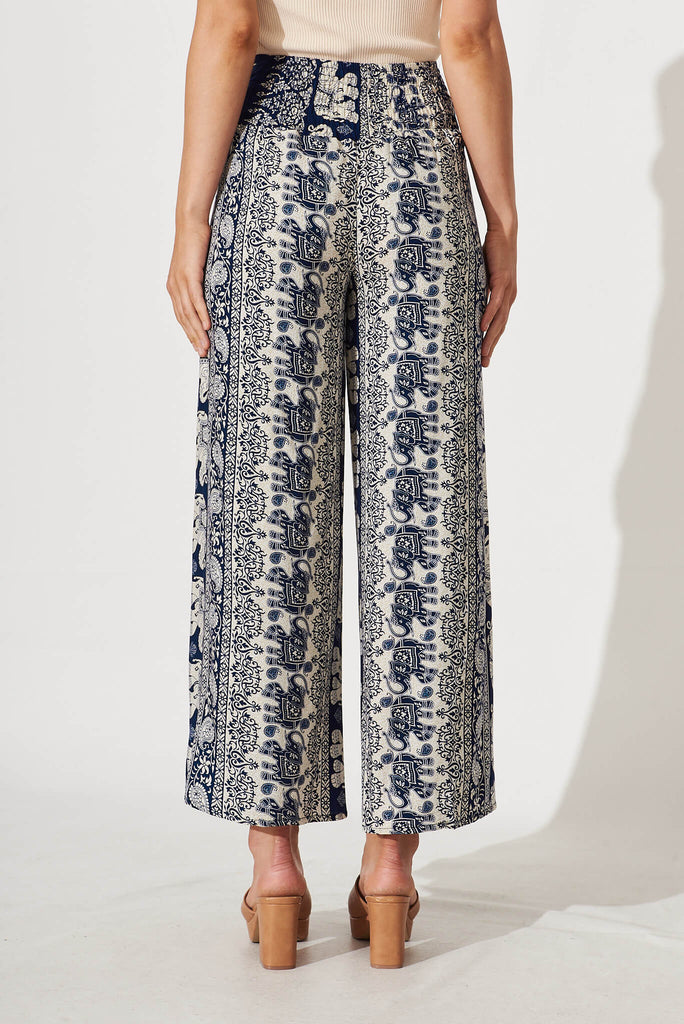 Explorer Pants In Navy With White Print - back