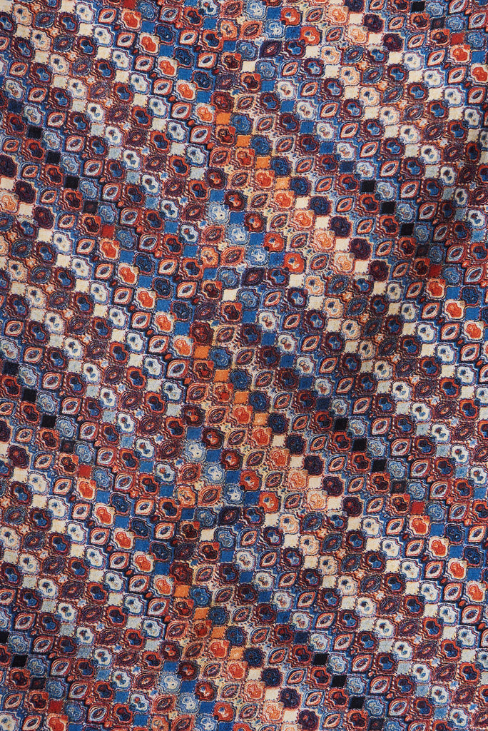 Regina Top In Blue Retro Spots Print - fabric