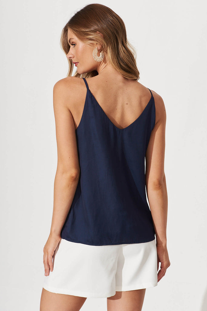 Rowland Cami Top In Navy Satin - back
