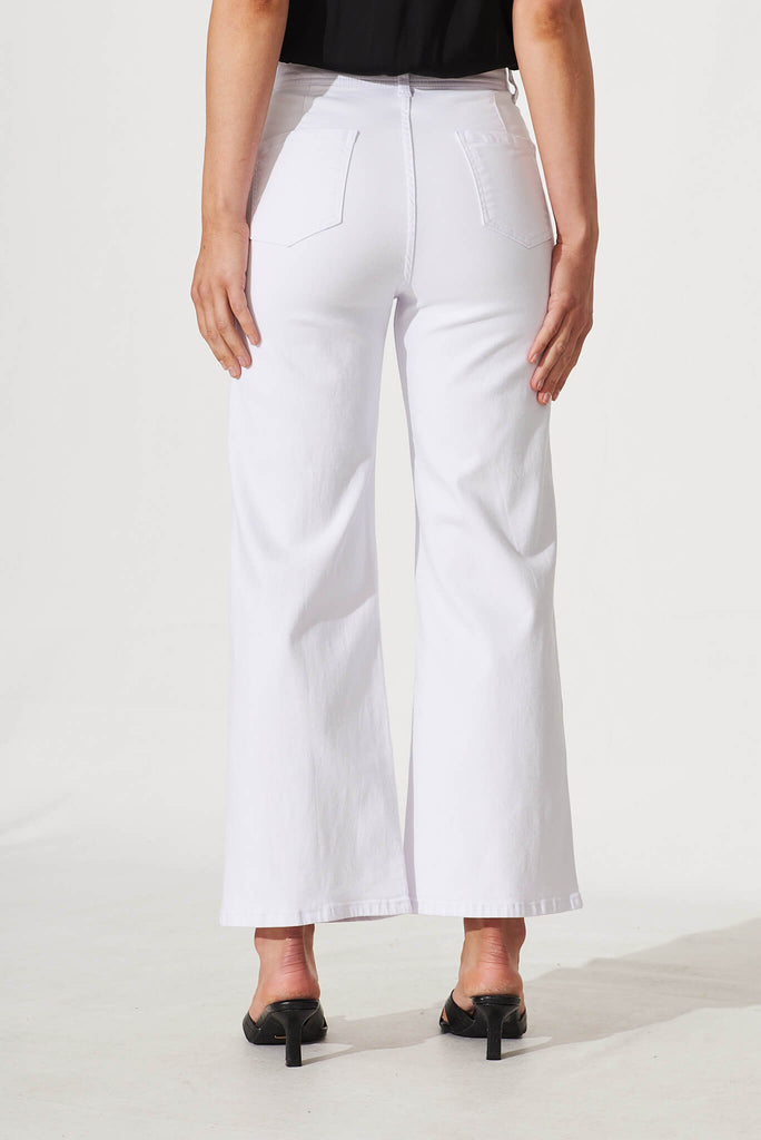 Margaret Wide Leg Jeans In Optic White Denim - back