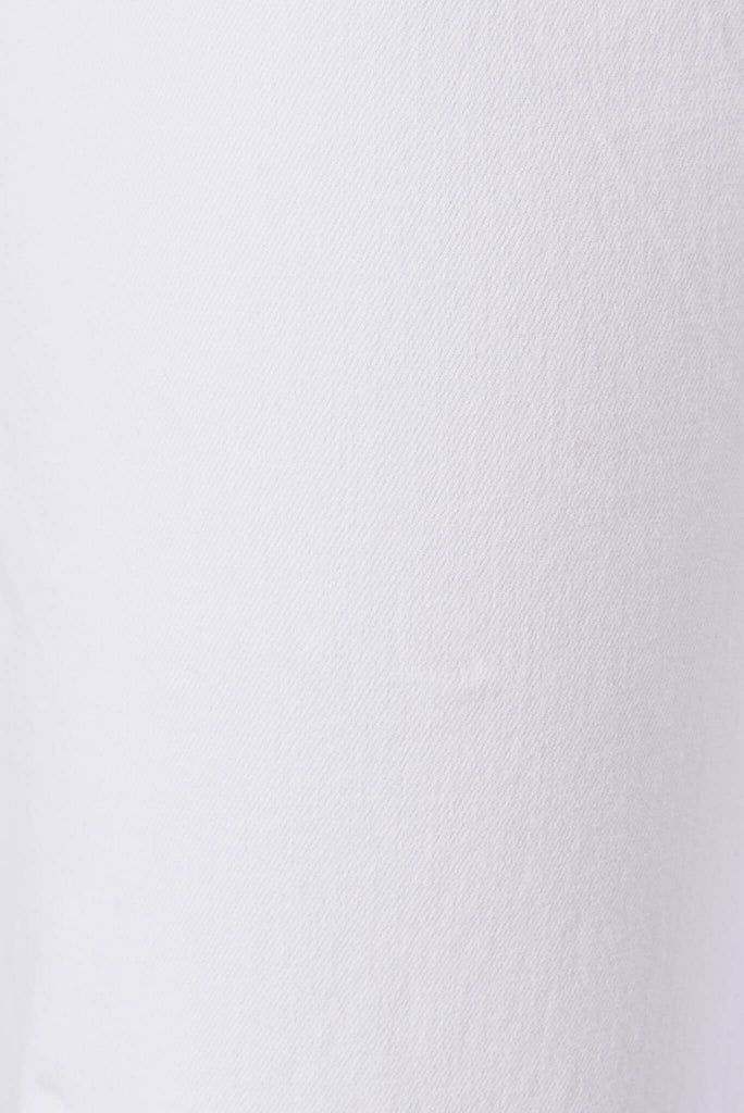 Margaret Wide Leg Jeans In Optic White Denim - fabric