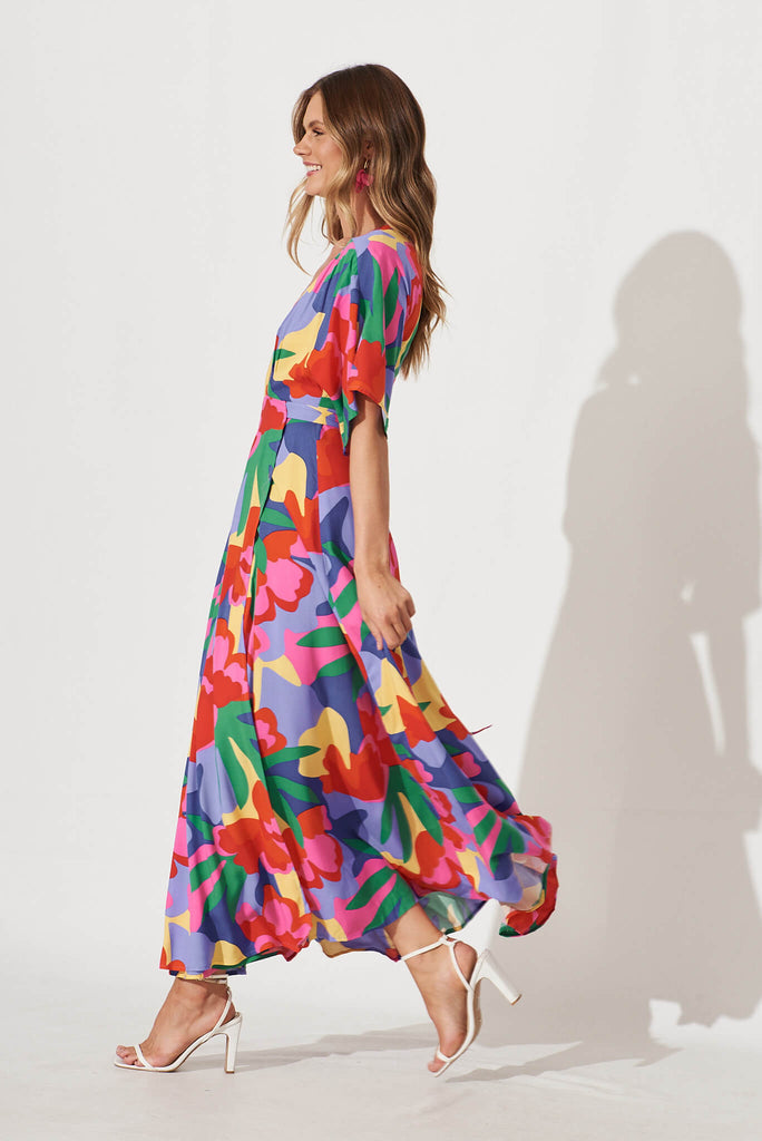 Rondi Maxi Wrap Dress With Multi Floral Print - side