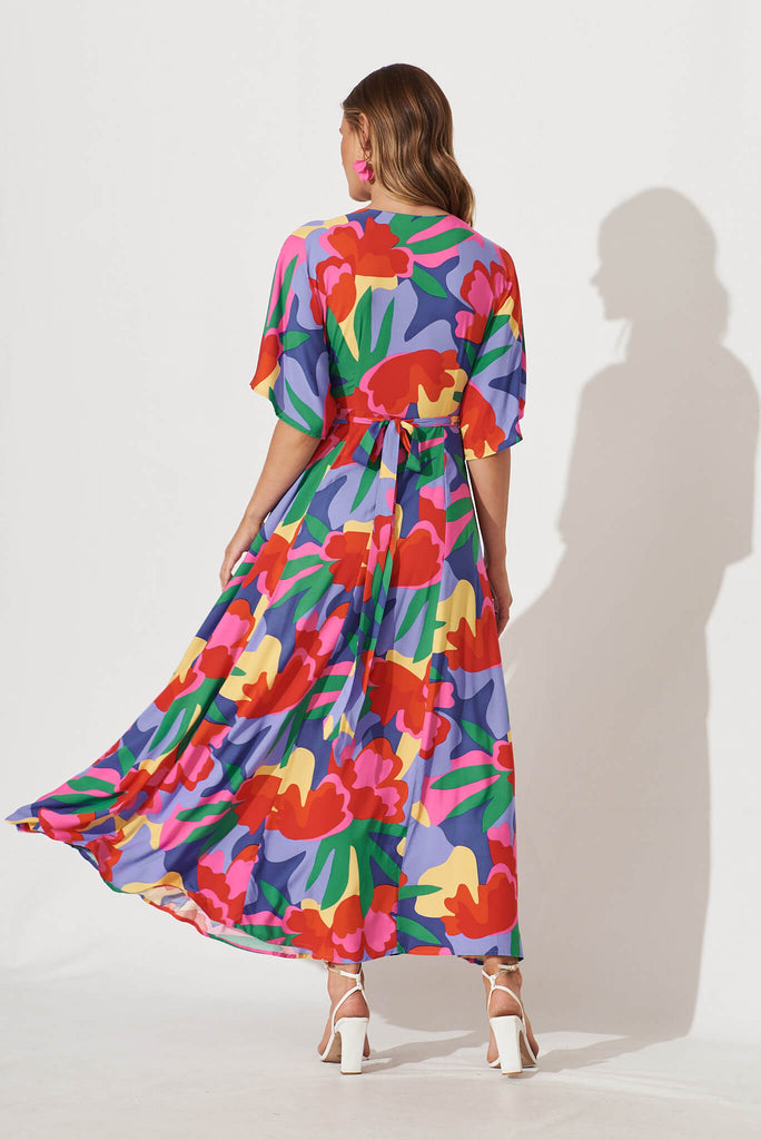 Rondi Maxi Wrap Dress With Multi Floral Print - back