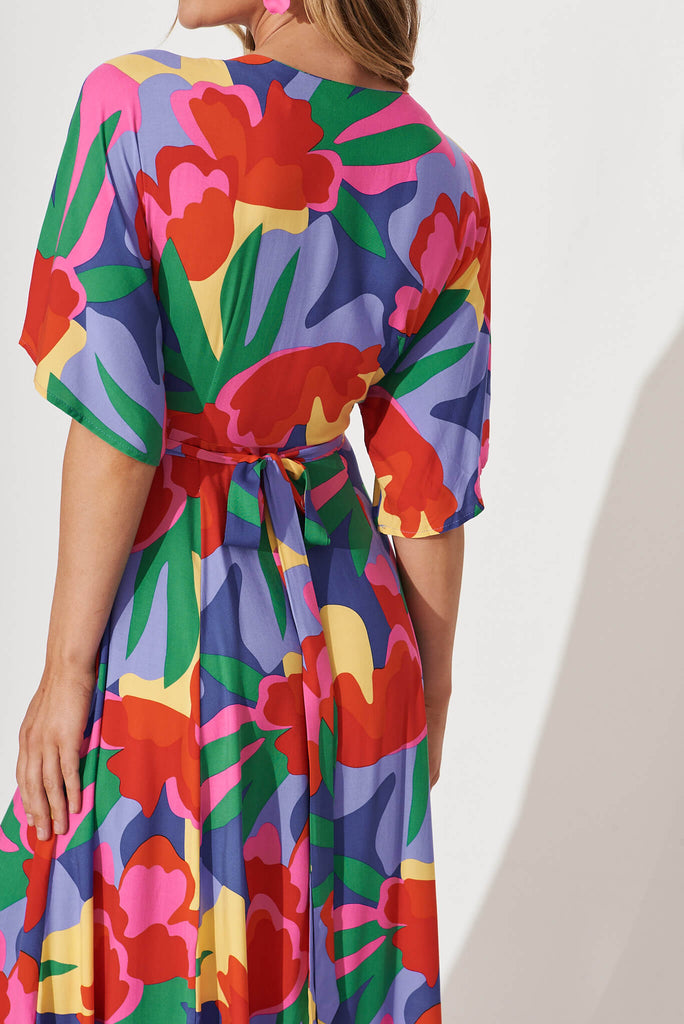 Rondi Maxi Wrap Dress With Multi Floral Print - detail